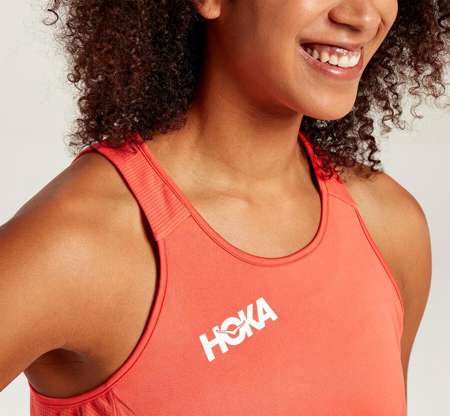 Top Hoka One One Mujer - Performance Tank - Naranjas - YBI076593